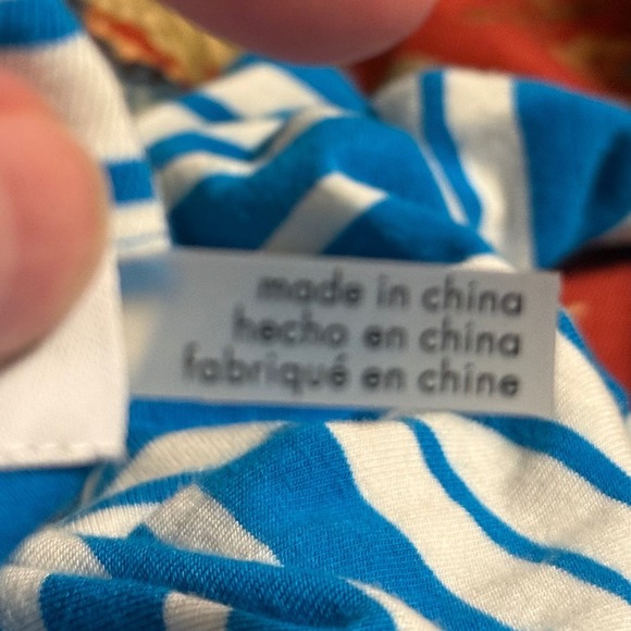 Calvin Klein Womens Blue White Striped Mixed Media Layered Top Button Shoulder - Picture 4 of 8